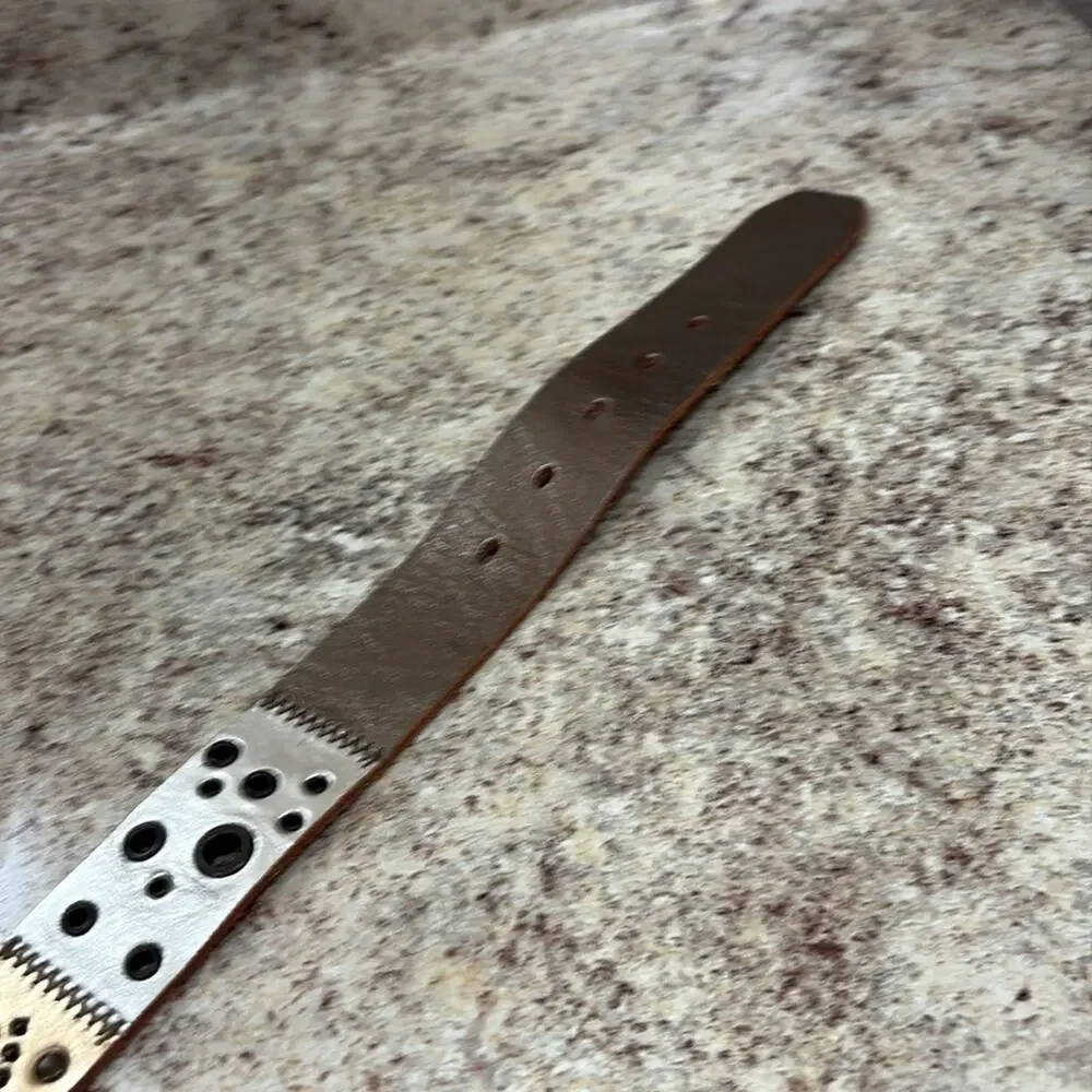 Fossil M gold and silver patchwork Leather Belt